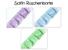 Satin Rüschenborte Breite 25 mm - flieder hellblau mint